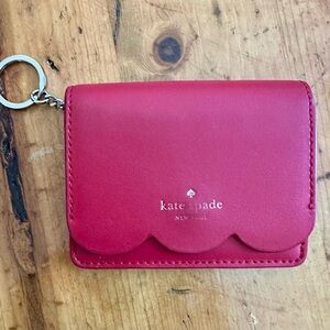 Kate Spade Red Wallet with Scalloped Design and Key Ring